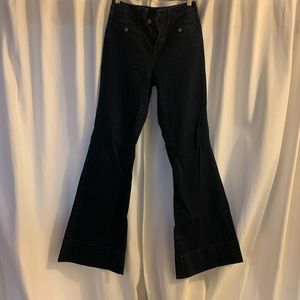 Anthro dark high-waisted flare denim